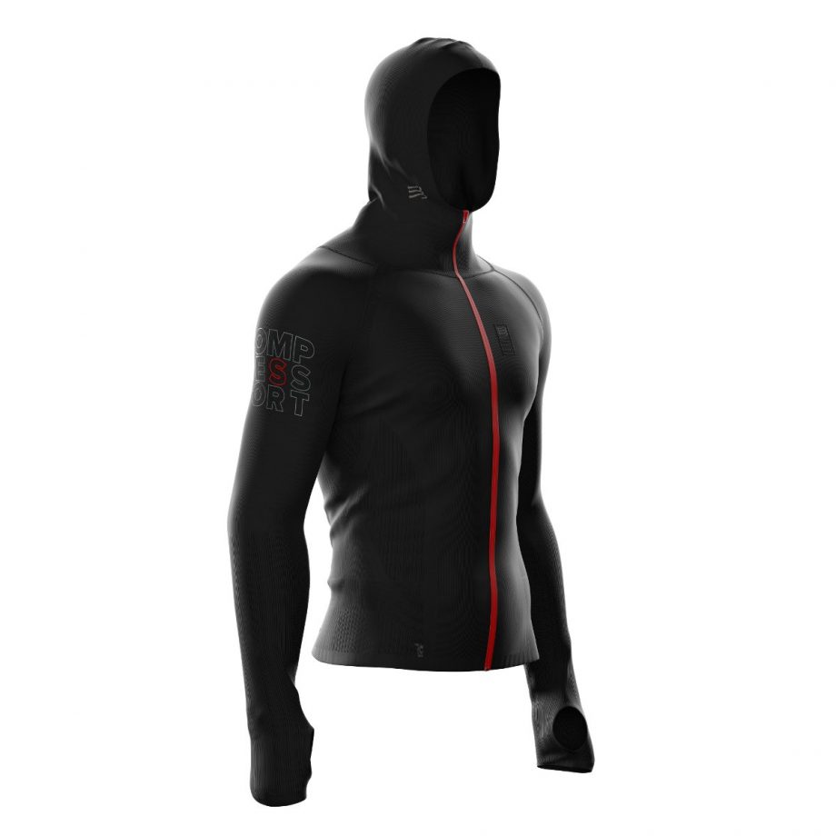 3D Thermo Seamless Woodpulp Zip Hoodie - Black